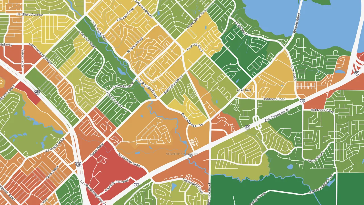 New West, Garland, TX of rich and poor neighborhoods by household income