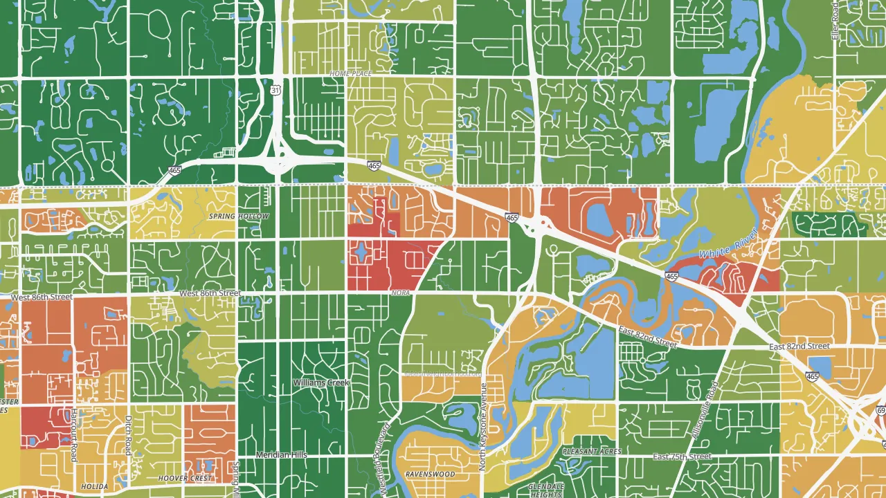 Nora, Indianapolis, IN of rich and poor neighborhoods by household income
