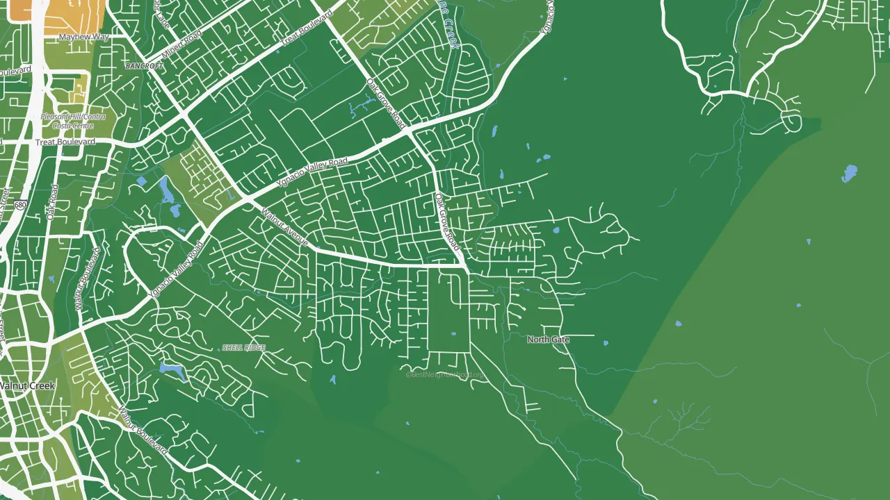 Northgate Area, Walnut Creek, CA of rich and poor neighborhoods by household income