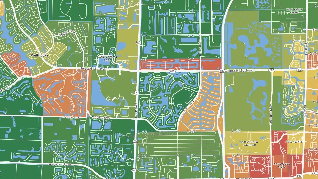 Olympia, Wellington, FL of rich and poor neighborhoods by household income