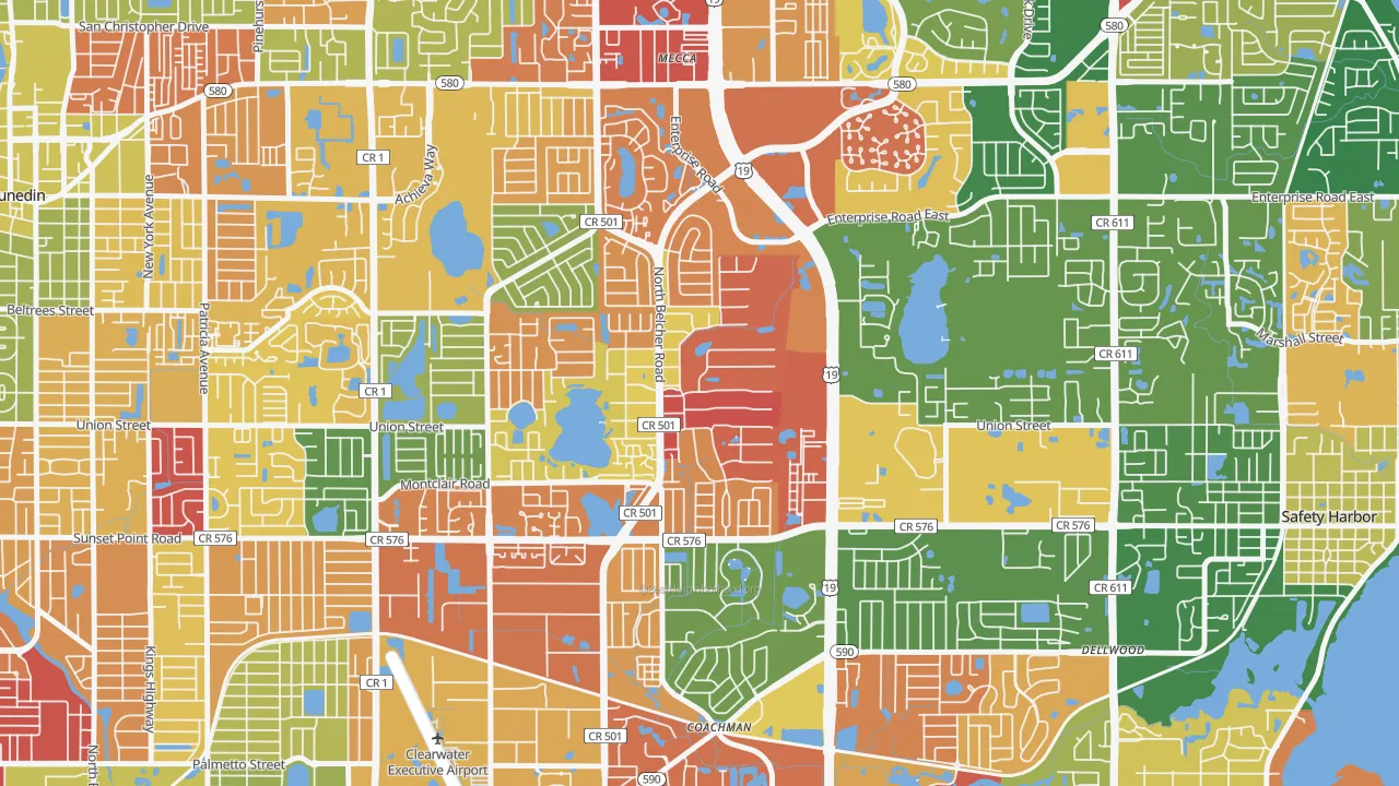 On Top of The World, Clearwater, FL of rich and poor neighborhoods by household income