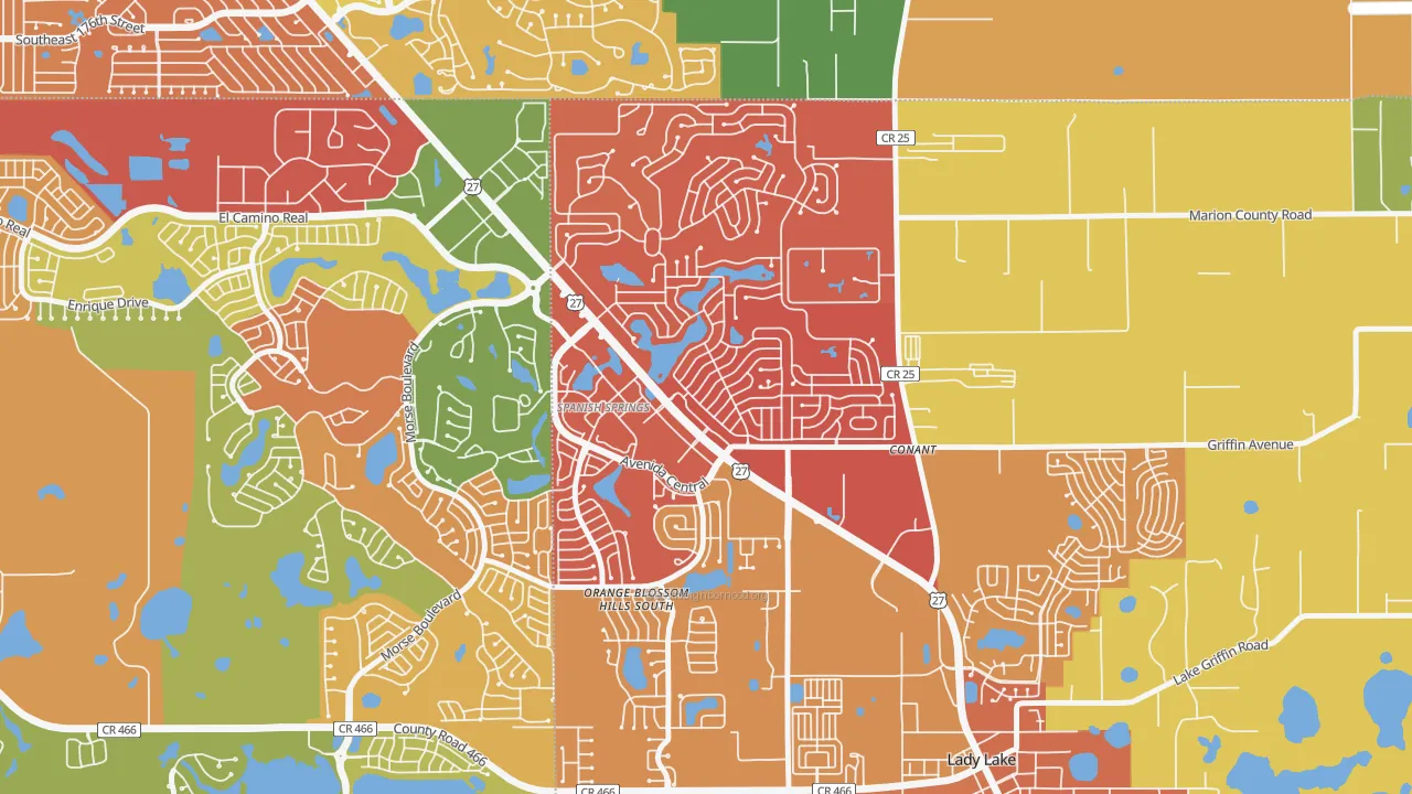 Orange Blossom Gardens, Lady Lake, FL of rich and poor neighborhoods by household income