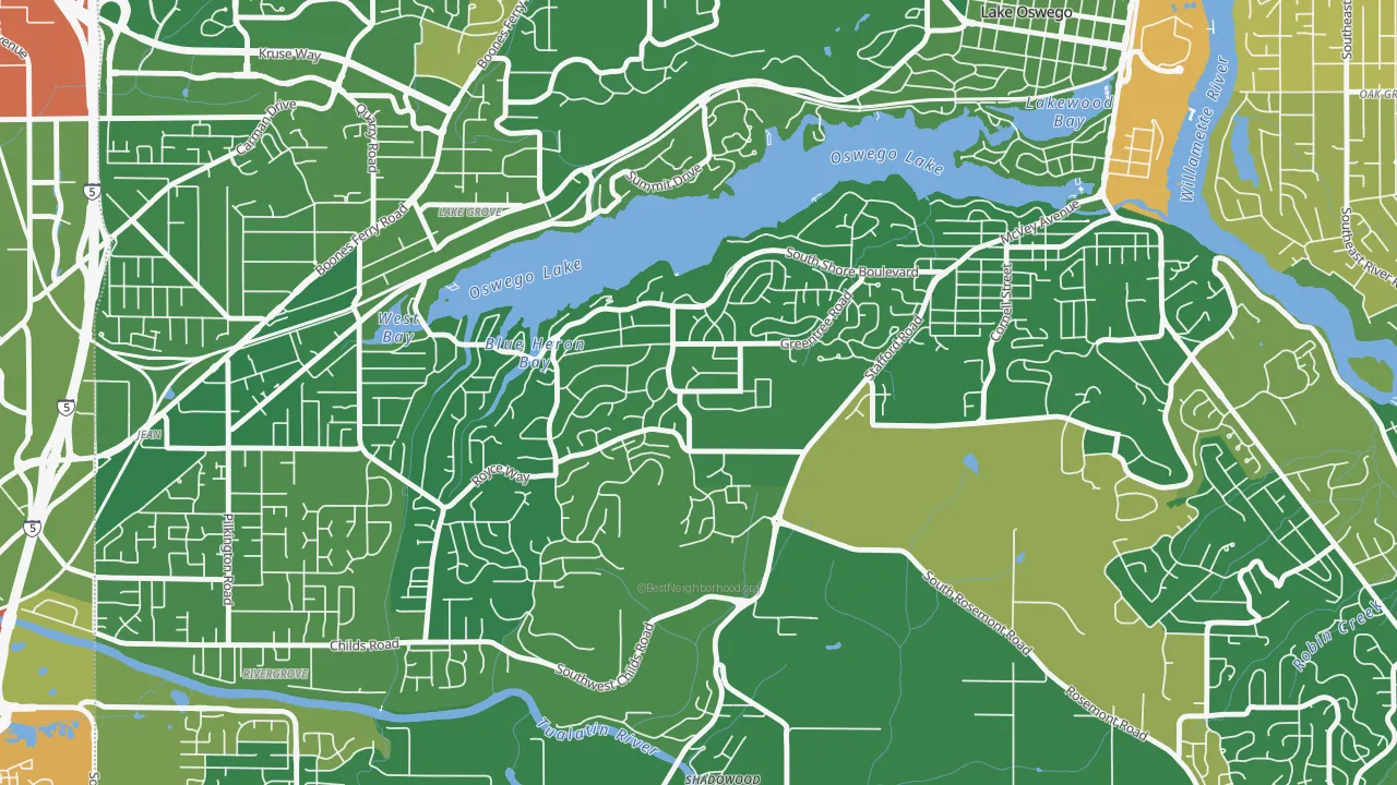 Palisades, Lake Oswego, OR of rich and poor neighborhoods by household income
