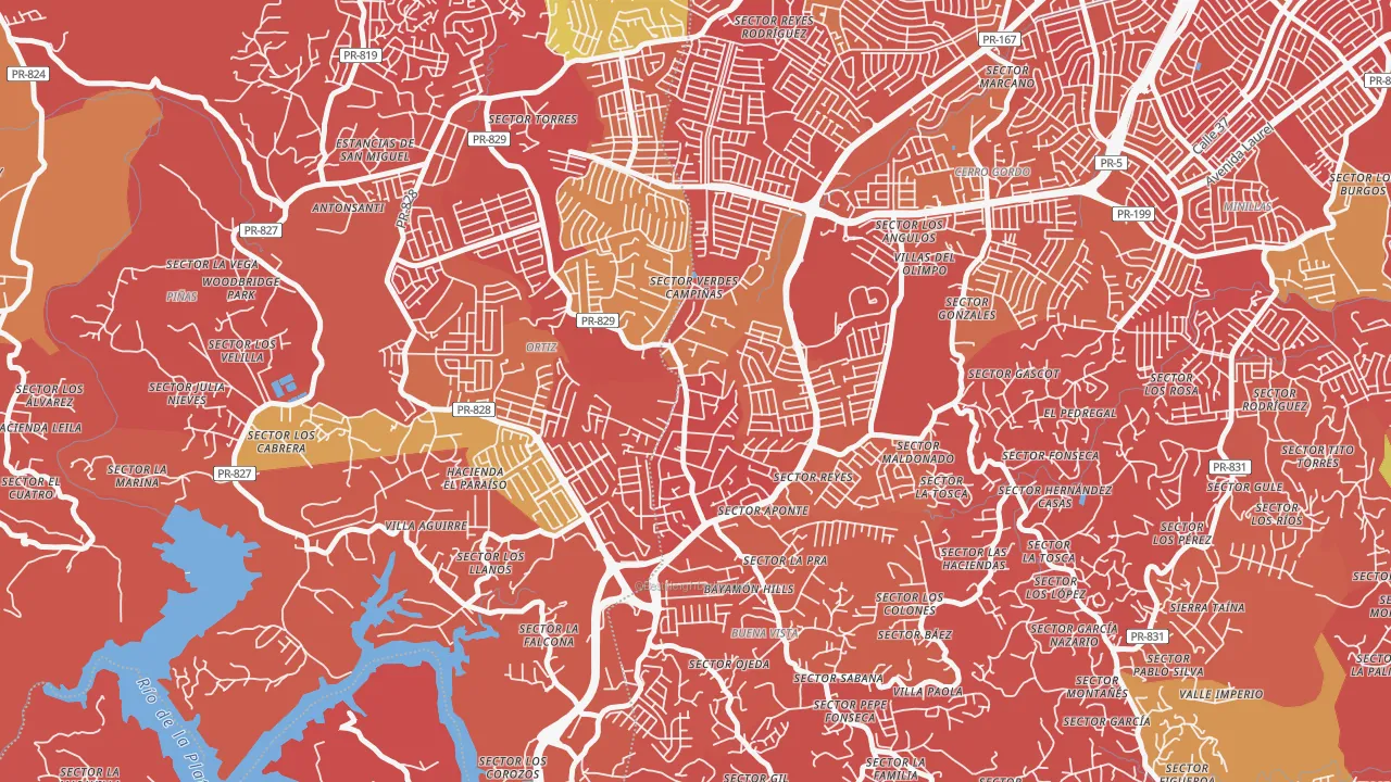 Parcelas van Scoy, Bayamon, PR of rich and poor neighborhoods by household income