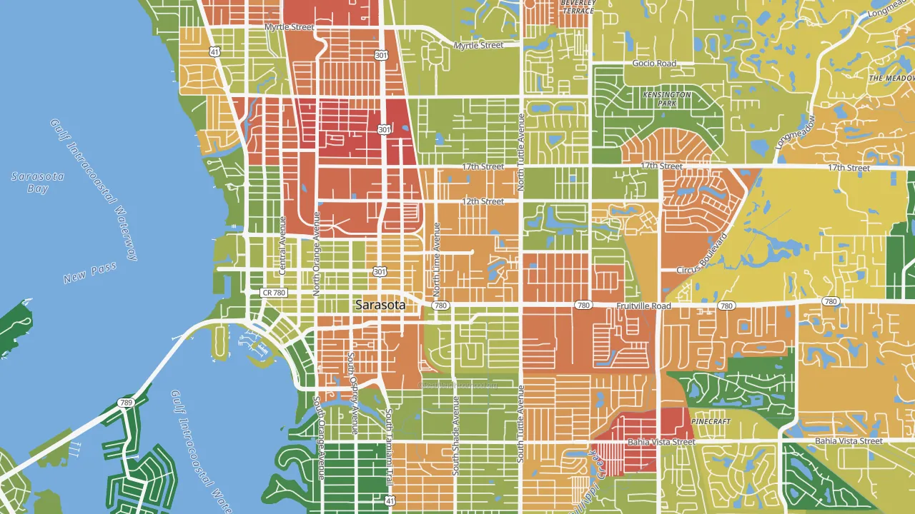 Park East, Sarasota, FL of rich and poor neighborhoods by household income