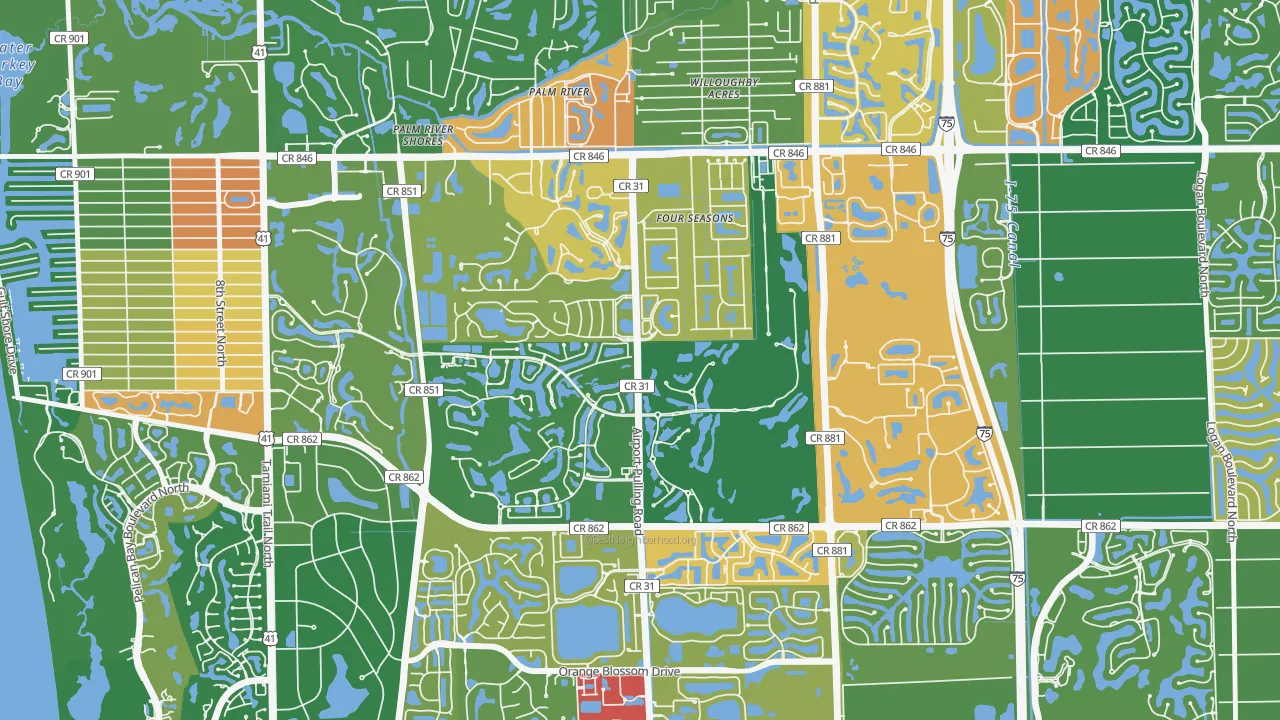 Pelican Marsh, Naples, FL of rich and poor neighborhoods by household income