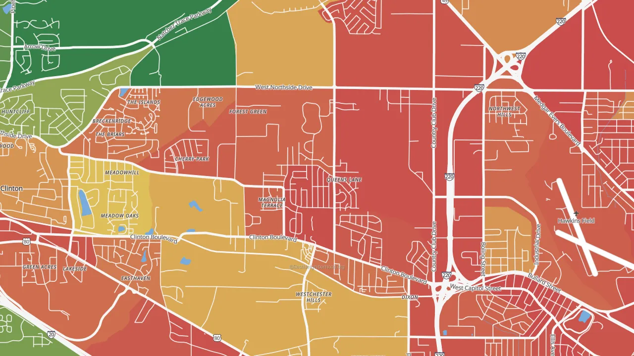 Queens-Magnolia Terrace, Jackson, MS of rich and poor neighborhoods by household income