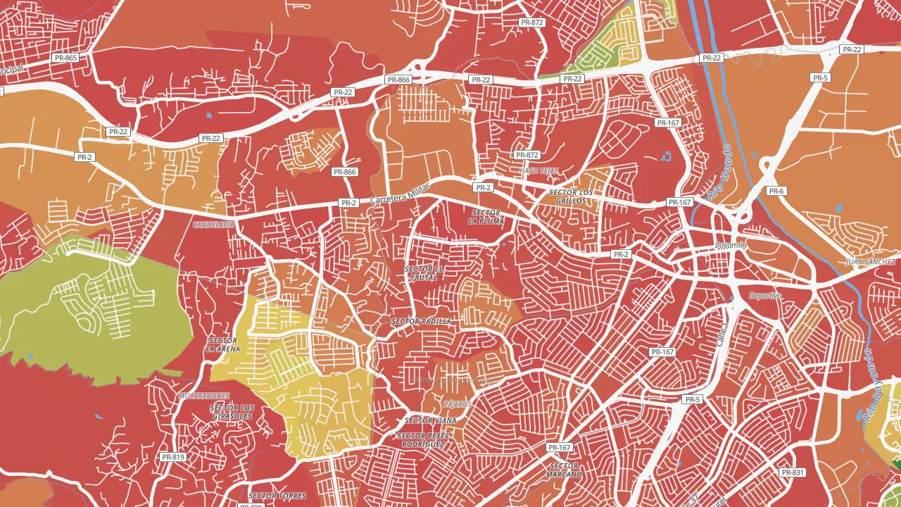 Reparto Valencia, Bayamon, PR of rich and poor neighborhoods by household income