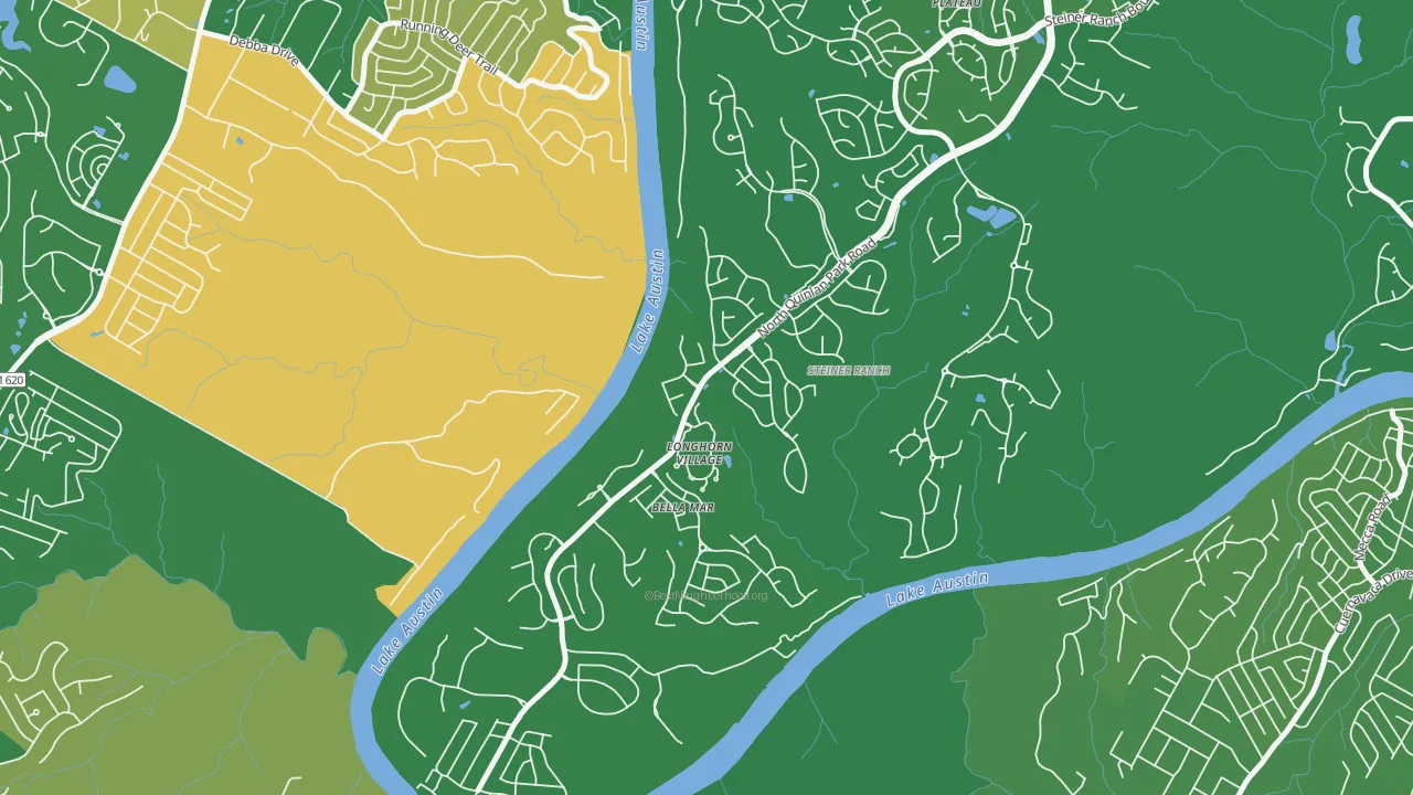 River Dance at Steiner Ranch, Austin, TX of rich and poor neighborhoods by household income