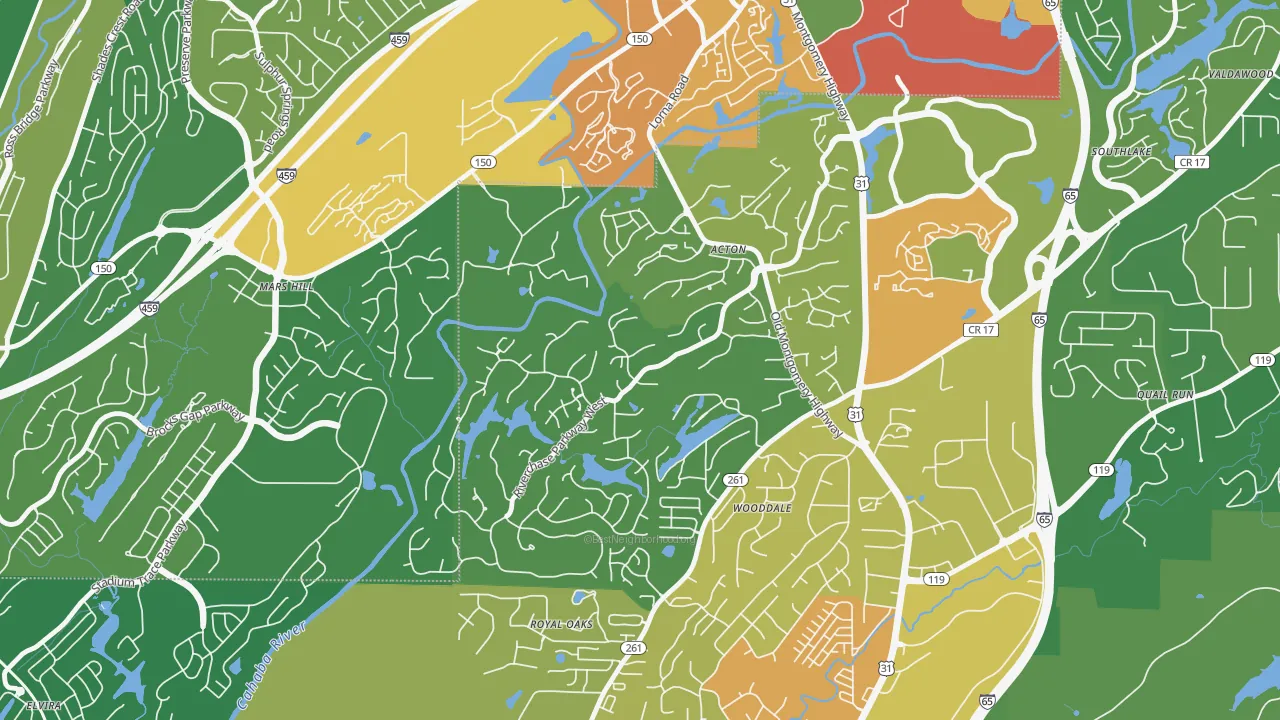 Riverchase Country Club, Hoover, AL of rich and poor neighborhoods by household income