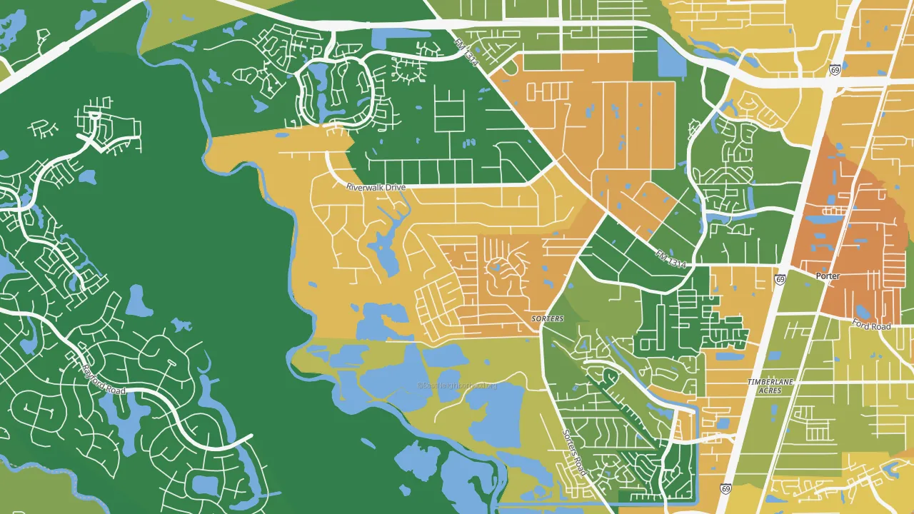 Riverwalk, Porter, TX of rich and poor neighborhoods by household income