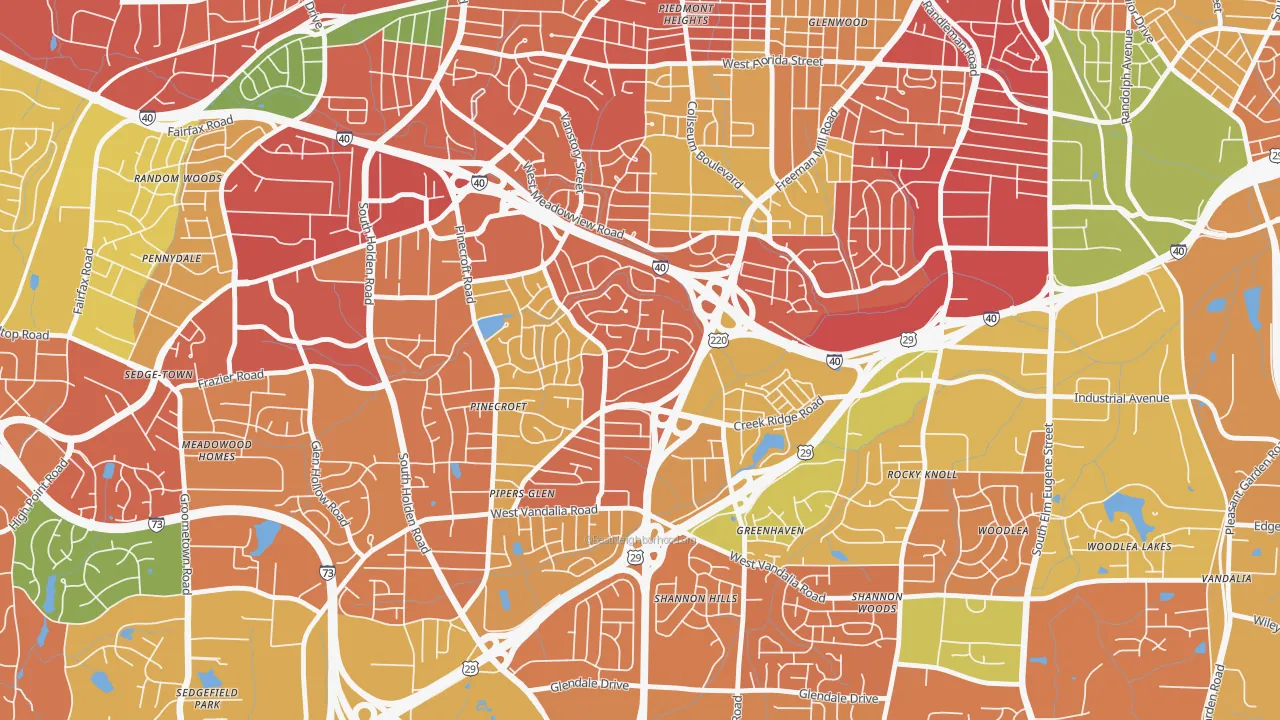 Rolling Roads, Greensboro, NC of rich and poor neighborhoods by household income