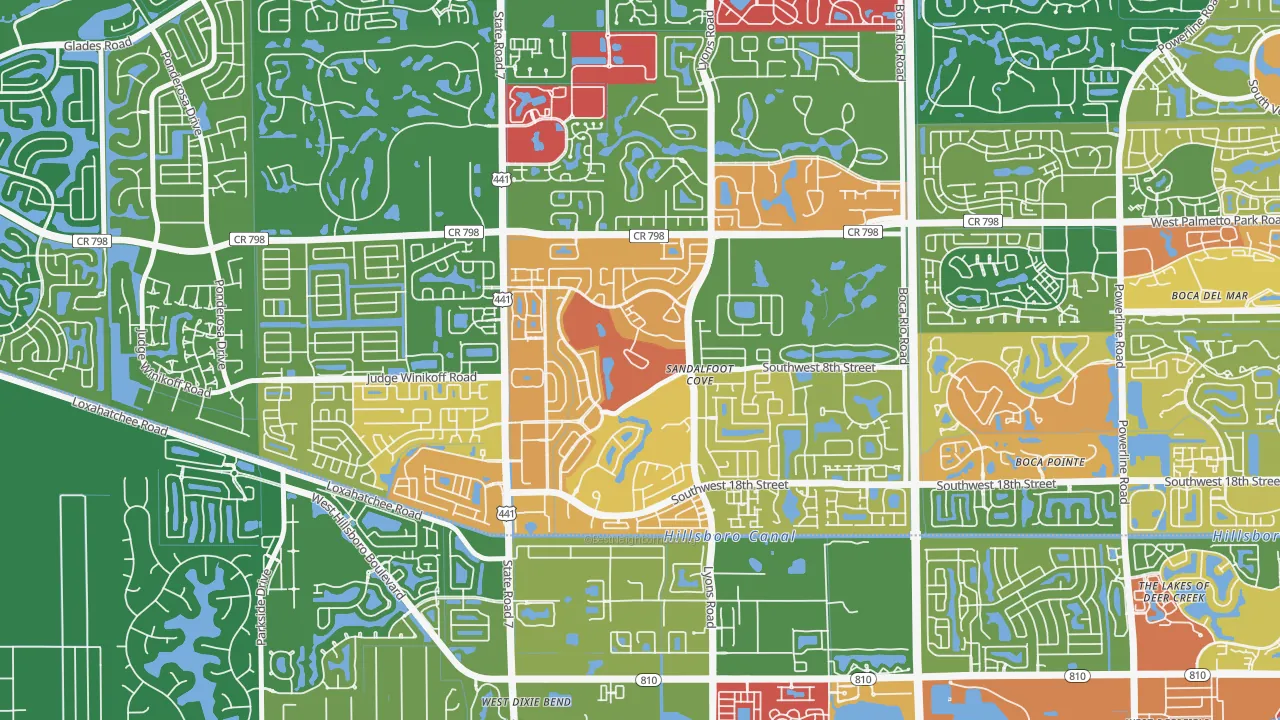 Sandalfoot Cove, Boca Raton, FL of rich and poor neighborhoods by household income