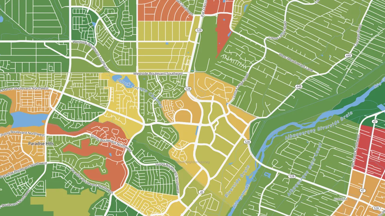 Seven Bar Ranch, Albuquerque, NM of rich and poor neighborhoods by household income