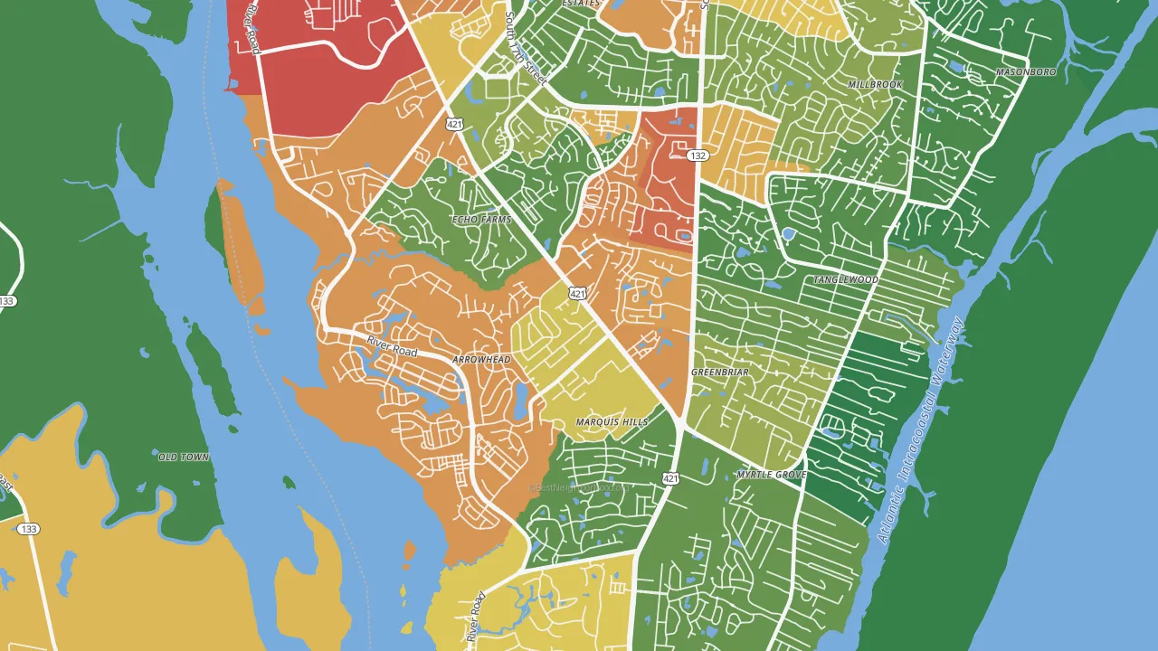 Silver Lake, Wilmington, NC of rich and poor neighborhoods by household income