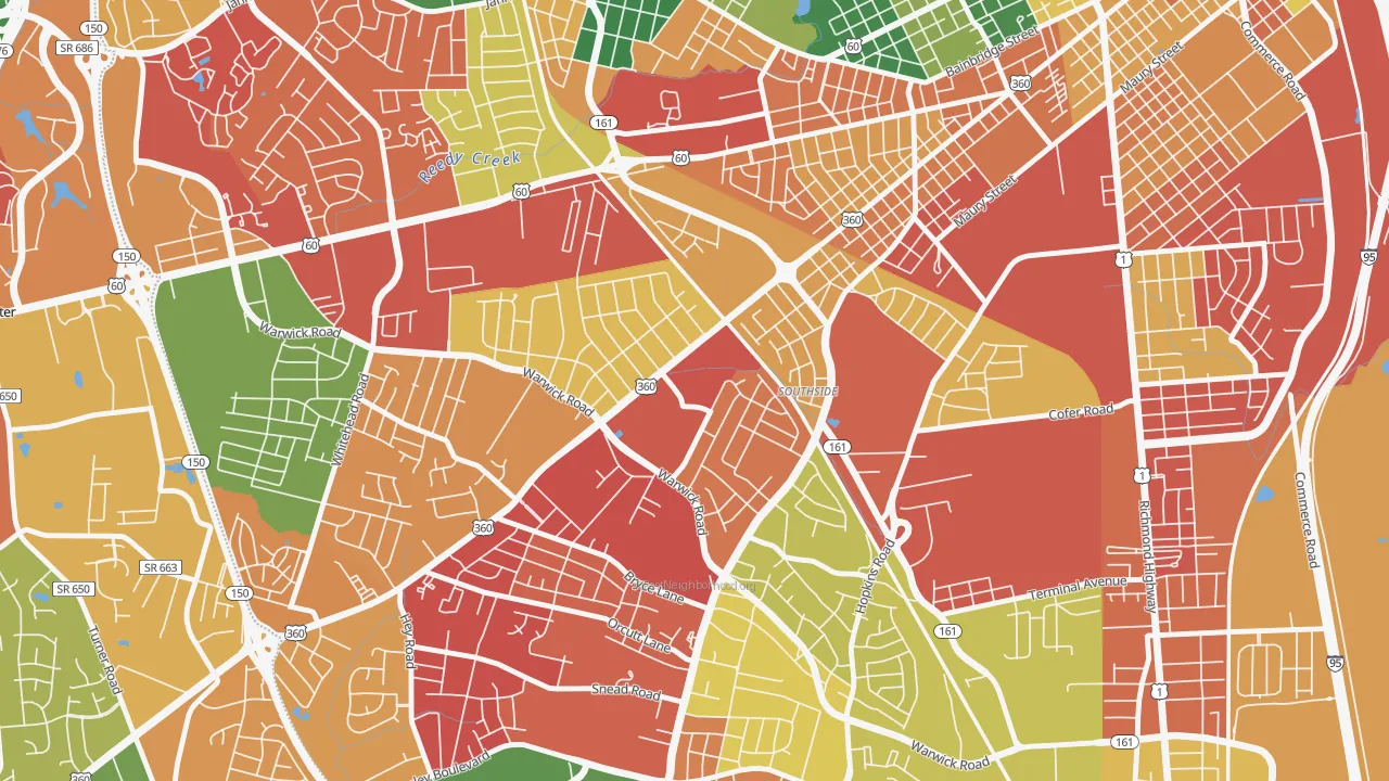Southwood, Richmond, VA of rich and poor neighborhoods by household income
