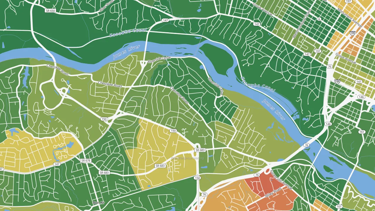 Stratford Hills, Richmond, VA of rich and poor neighborhoods by household income
