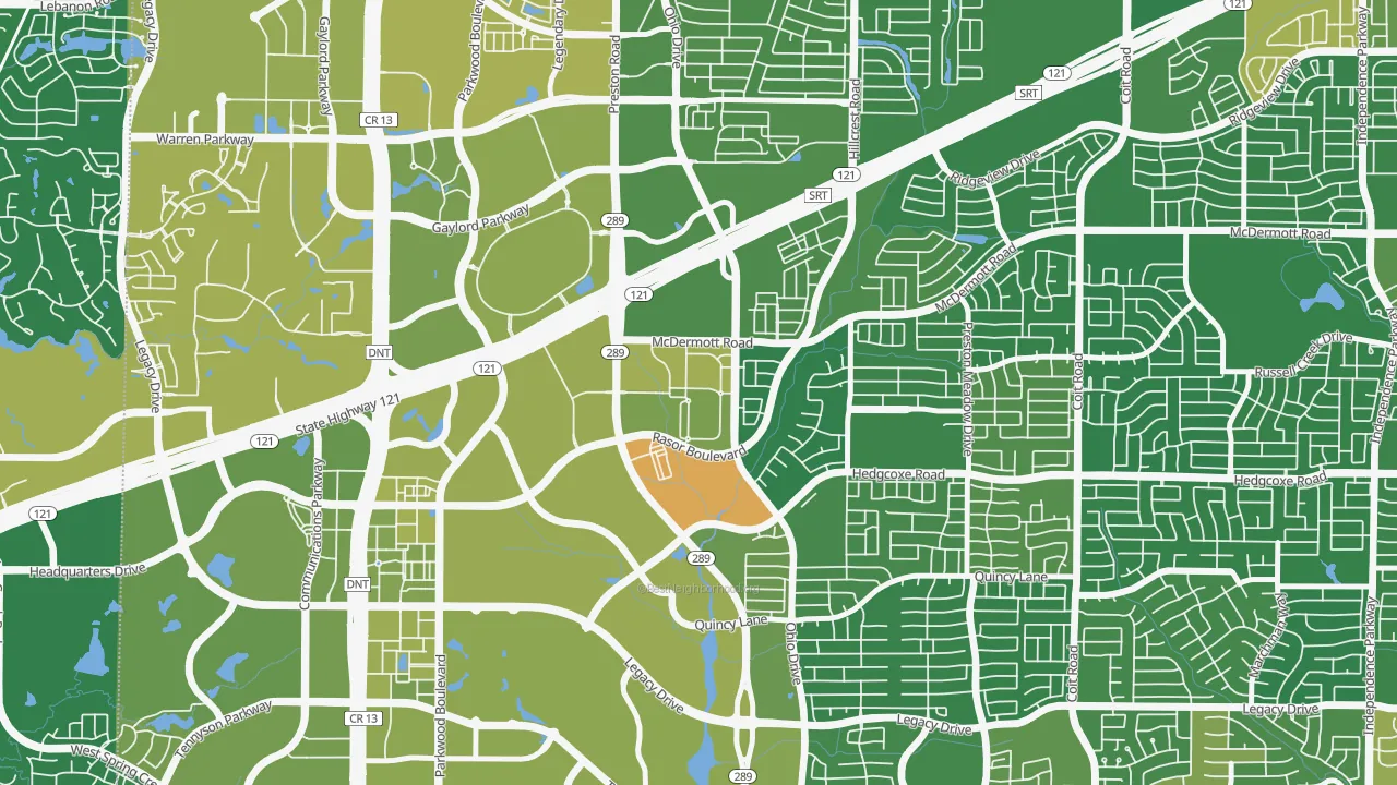 The Canal on Preston, Plano, TX of rich and poor neighborhoods by household income