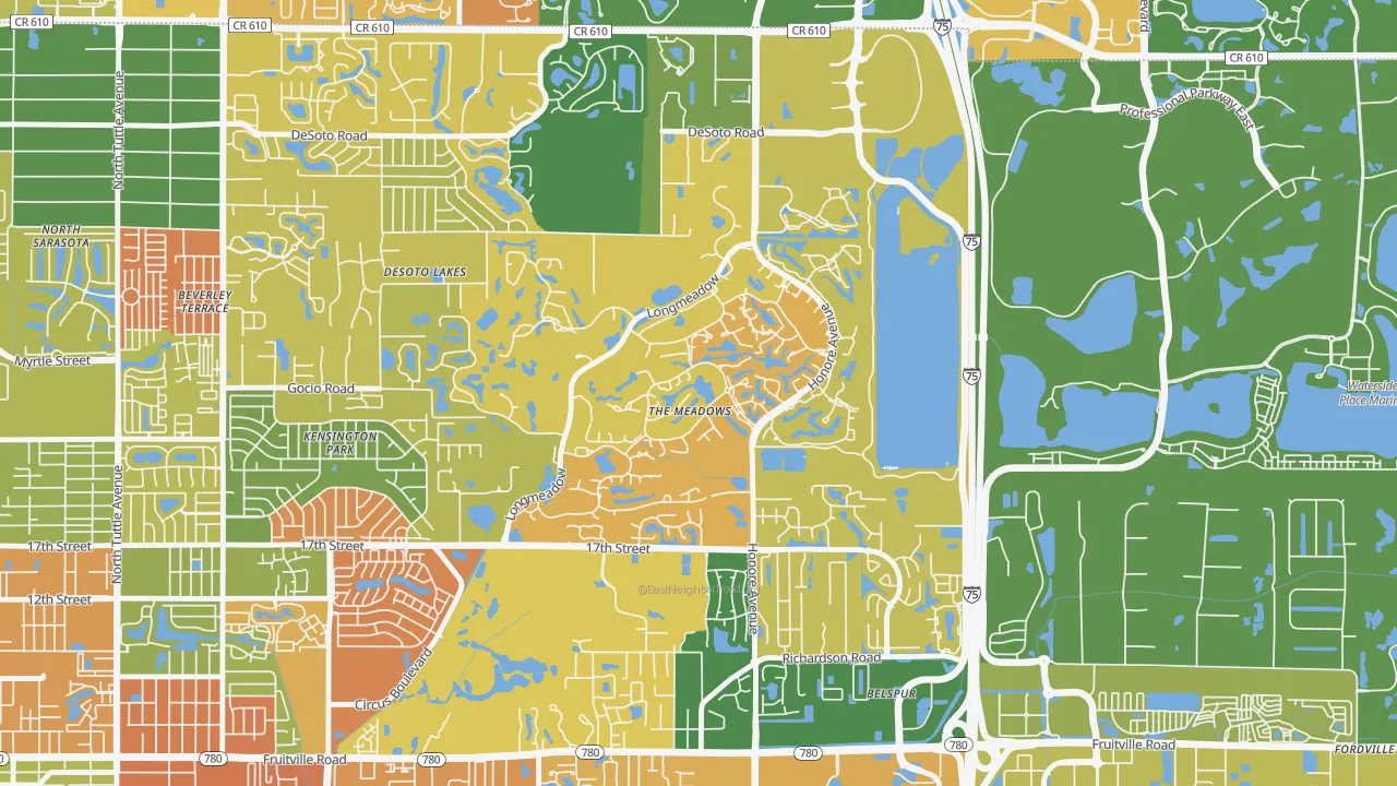 The Meadows, Sarasota, FL of rich and poor neighborhoods by household income