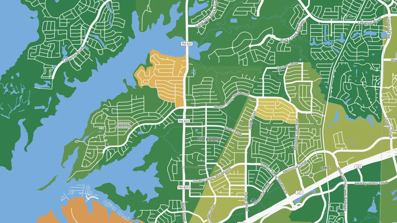 The Ws, The Colony, TX of rich and poor neighborhoods by household income
