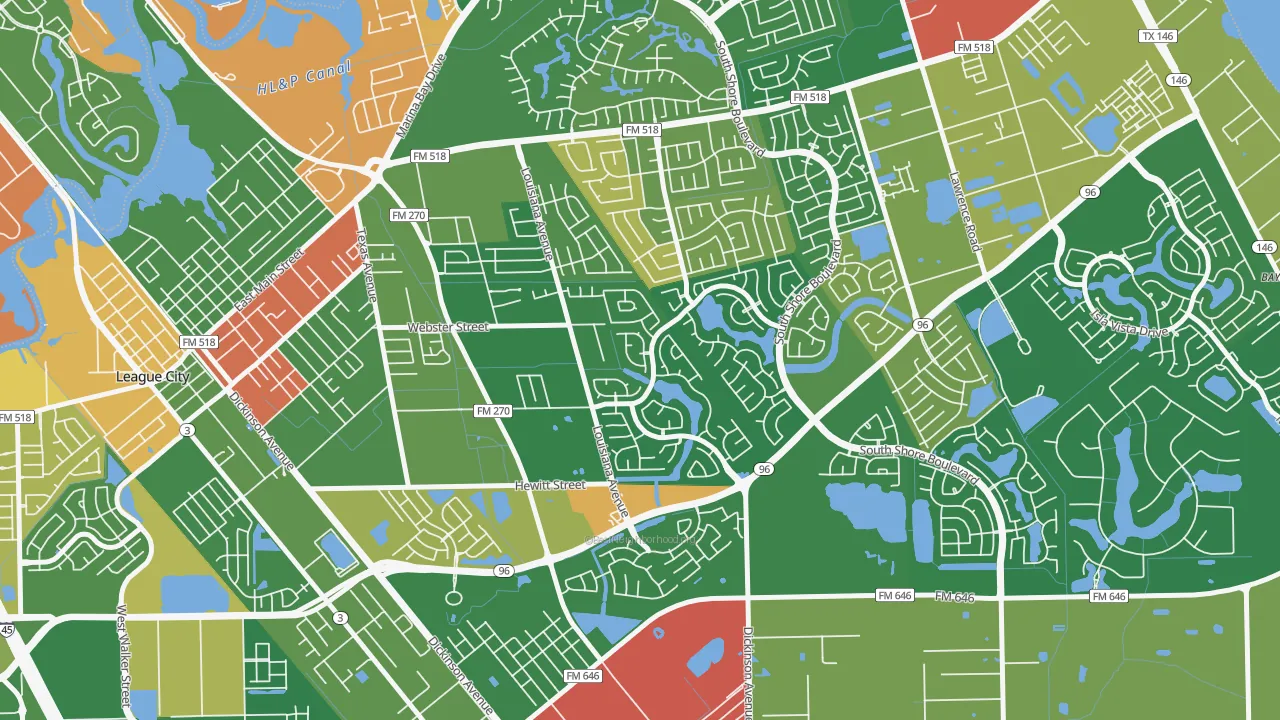 Tuscan Lakes, League City, TX of rich and poor neighborhoods by household income