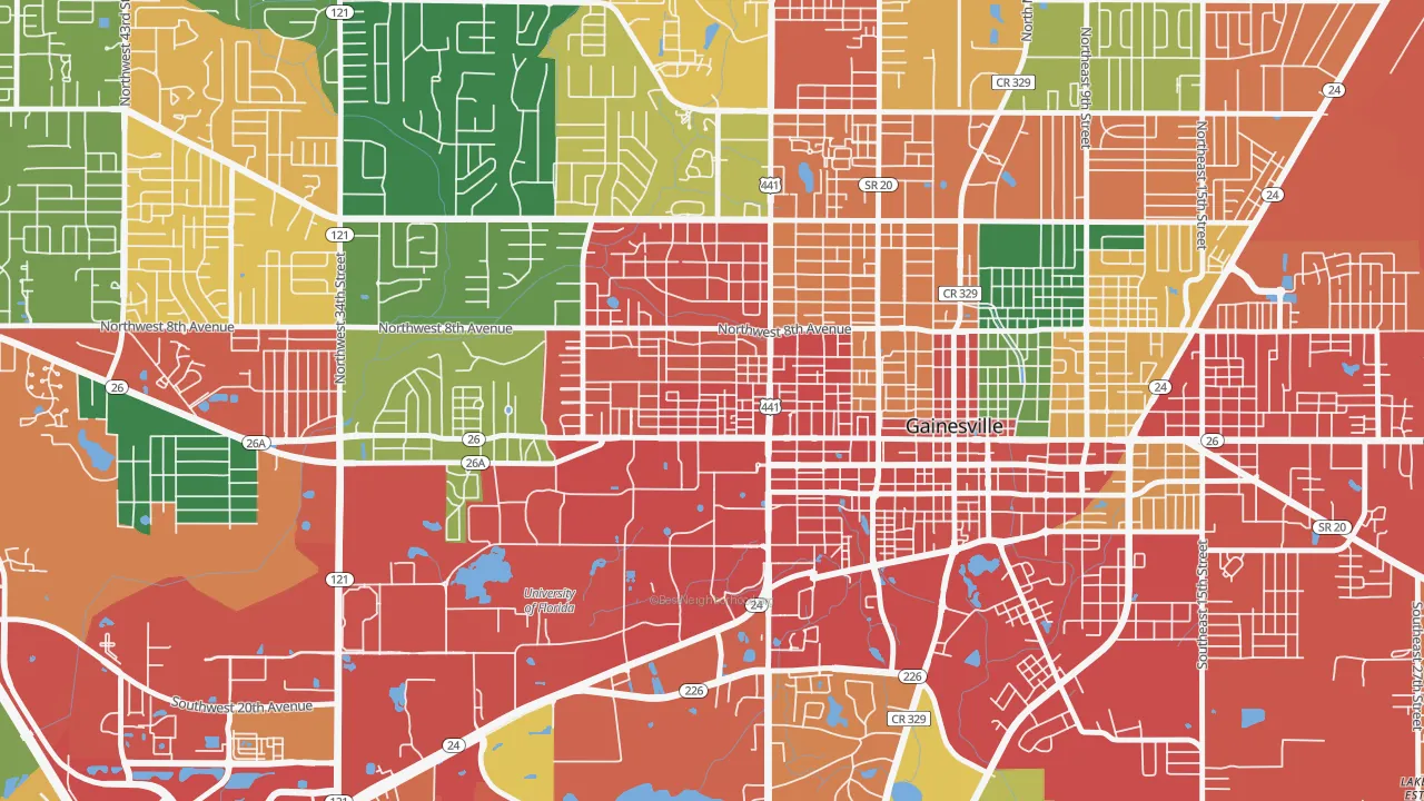 University Park-Gainsville, Gainesville, FL of rich and poor neighborhoods by household income