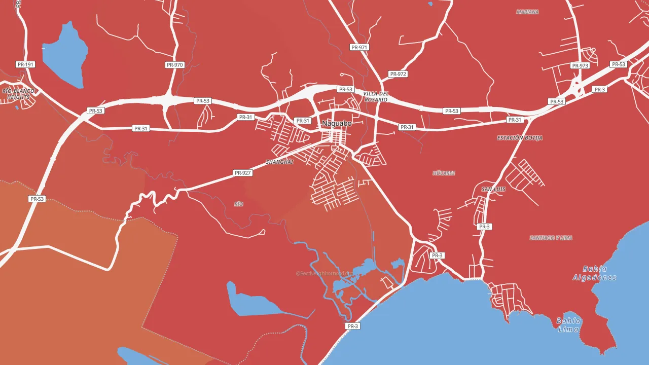 Urbanizacion Diplo, Naguabo, PR of rich and poor neighborhoods by household income
