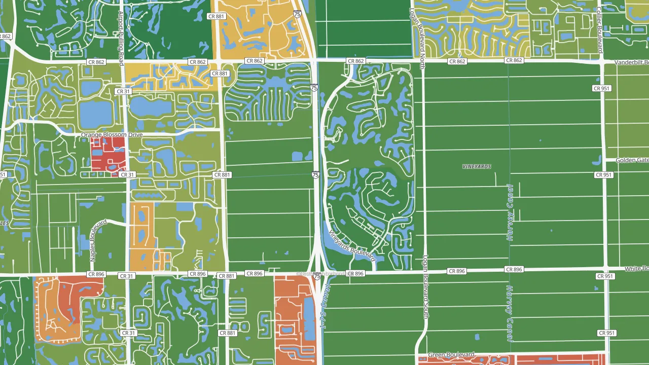Vineyards, Naples, FL of rich and poor neighborhoods by household income