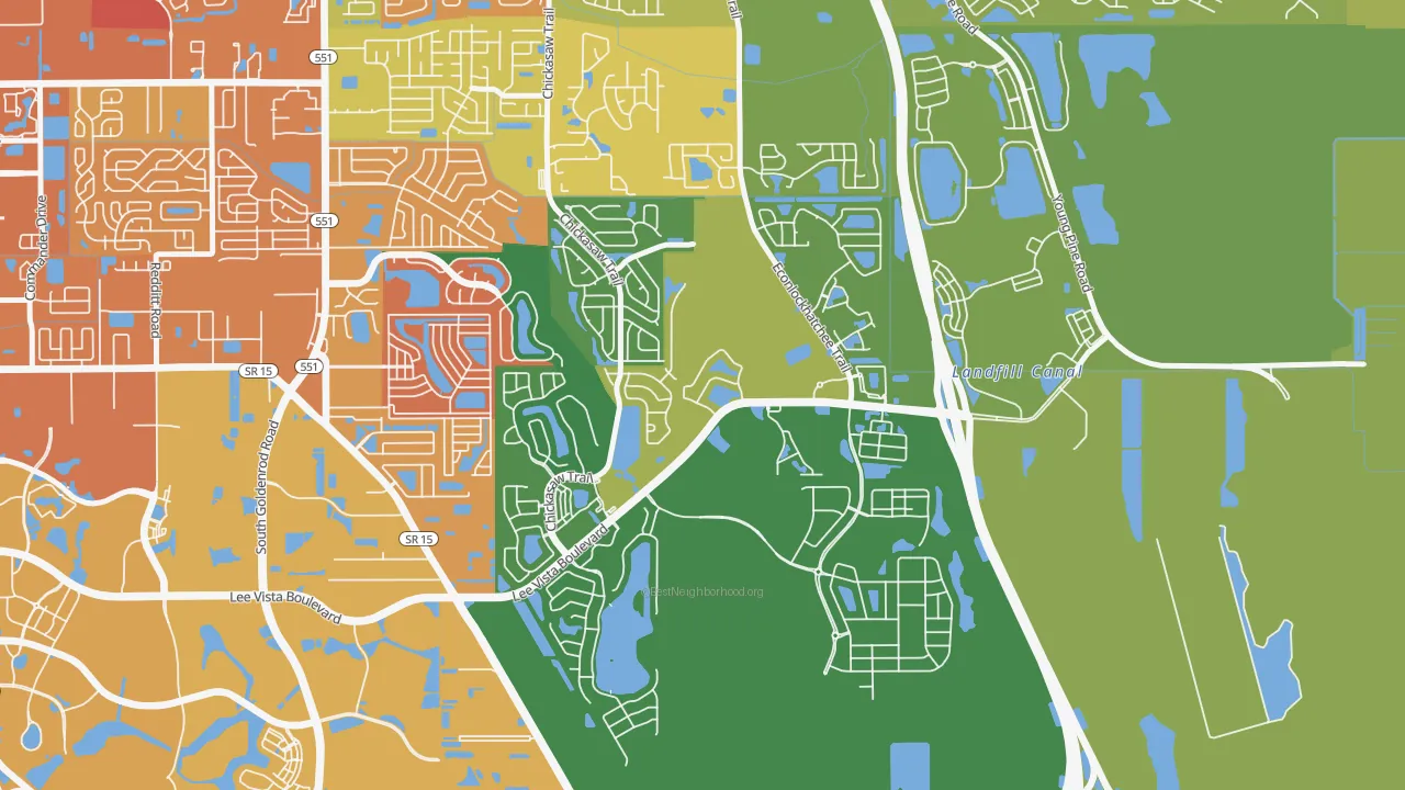 Vista East, Orlando, FL of rich and poor neighborhoods by household income