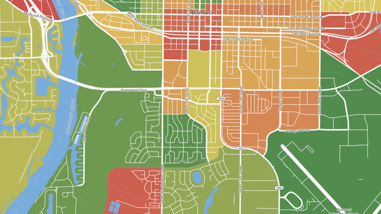 Wachter's, Bismarck, ND of rich and poor neighborhoods by household income