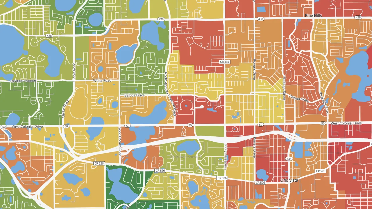Westland Terrace, Pine Hills, FL of rich and poor neighborhoods by household income
