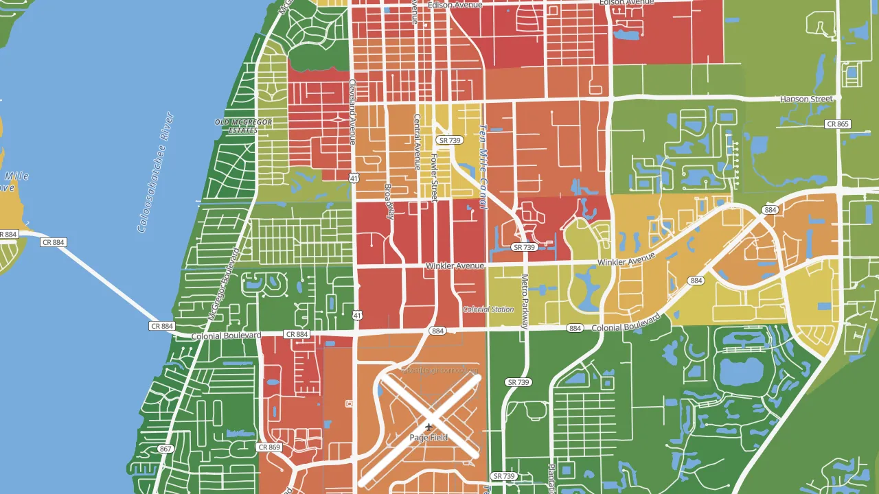 Winkler Safe Neighborhood, Fort Myers, FL of rich and poor neighborhoods by household income