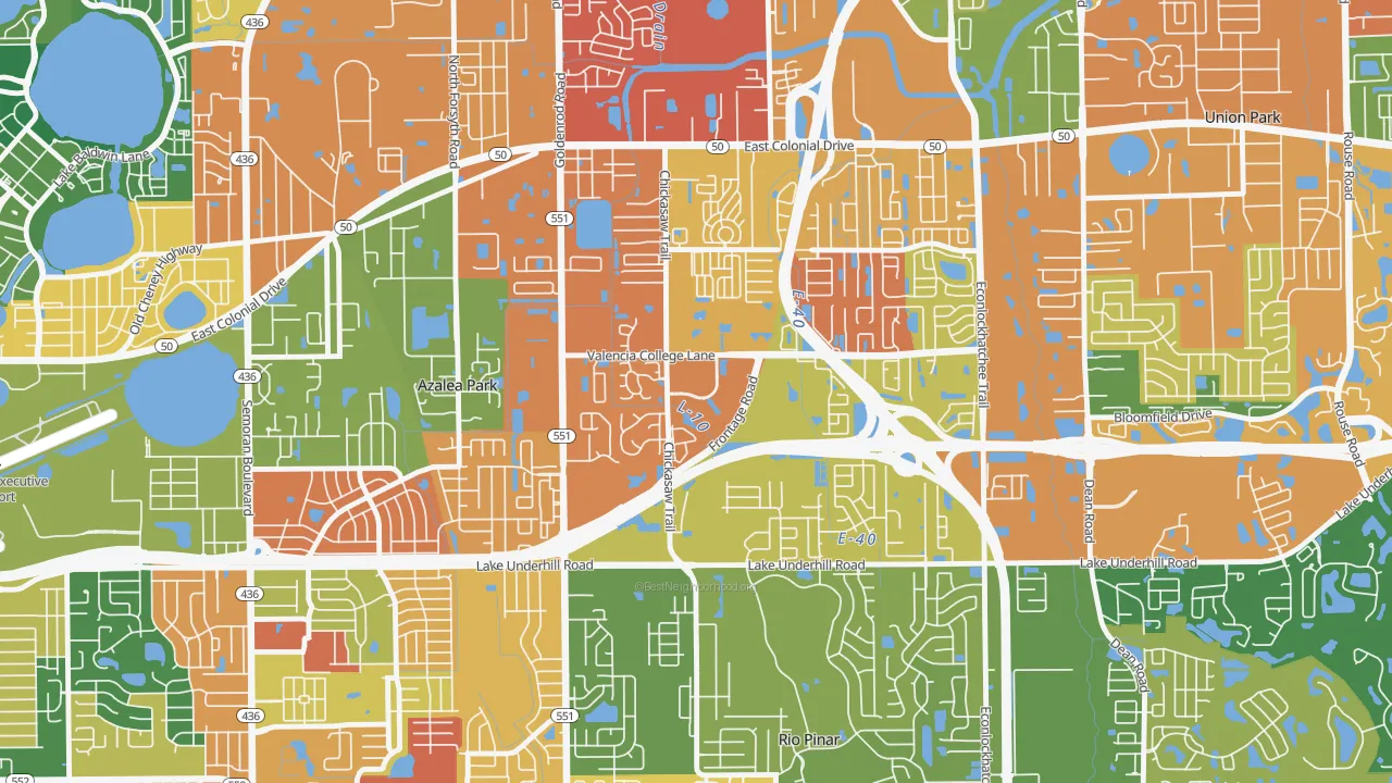 Woodlands-Orlando, Orlando, FL of rich and poor neighborhoods by household income