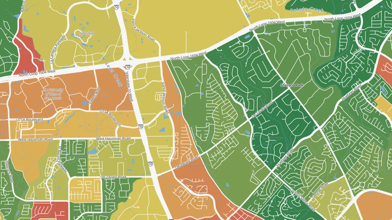 Woods of Shavano, San Antonio, TX of rich and poor neighborhoods by household income