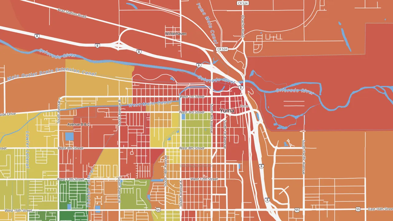Yuma Townsite, Yuma, AZ of rich and poor neighborhoods by household income