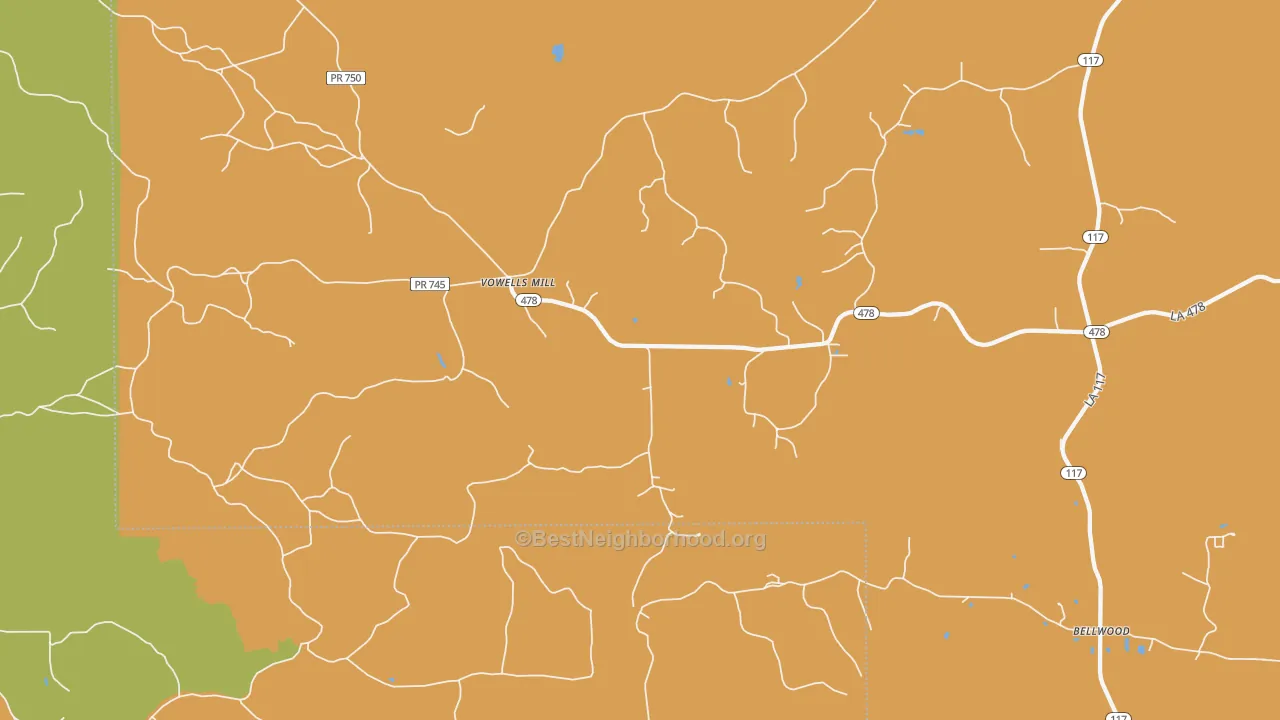 Vowells Mill, LA map of internet competition