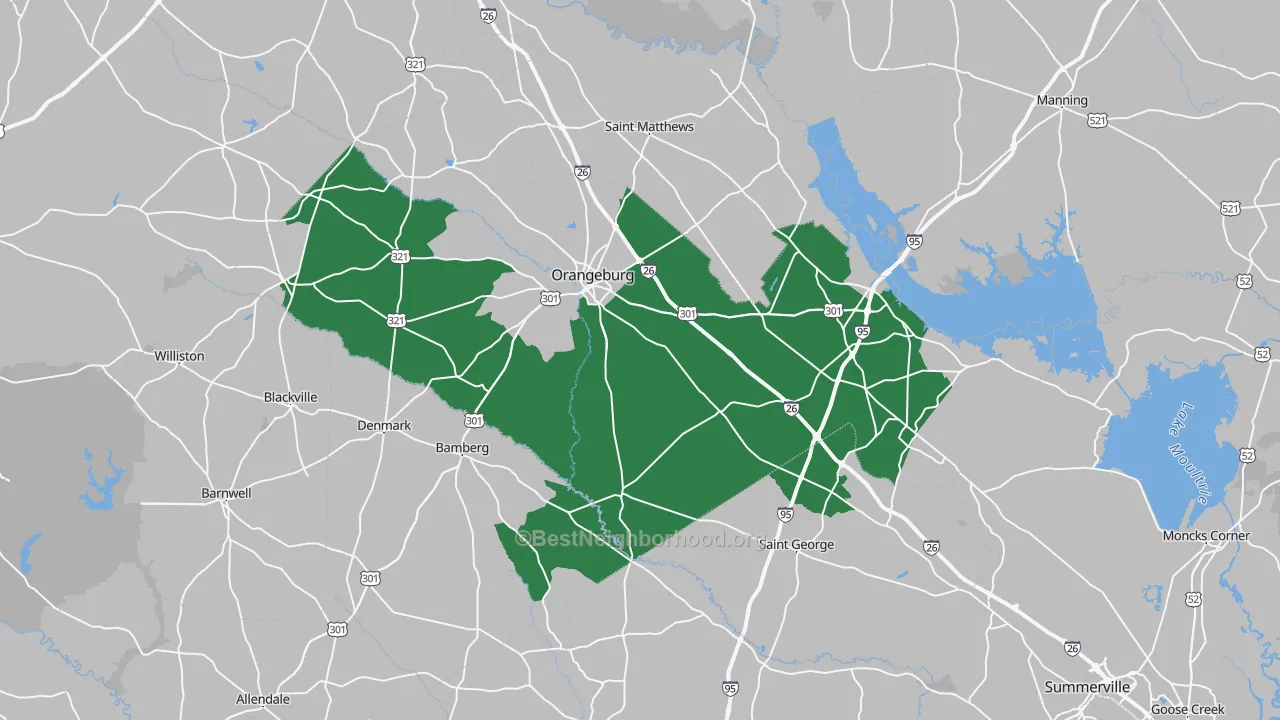 Orangeburg County Broadband fiber availablility map and speeds