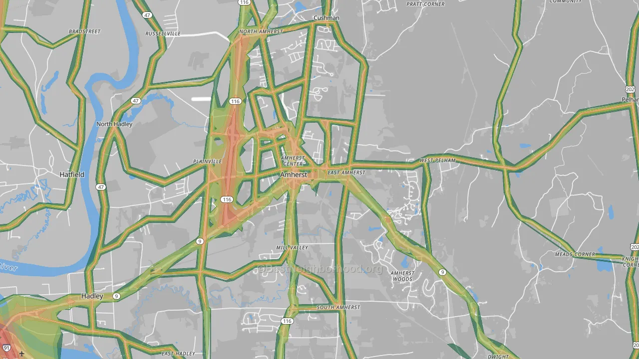 01002, MA Map of Noise Levels in 01002