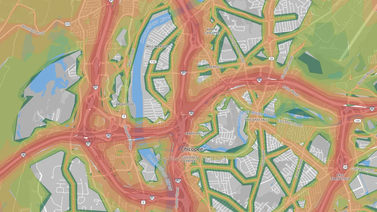 01013, MA Map of Noise Levels in 01013