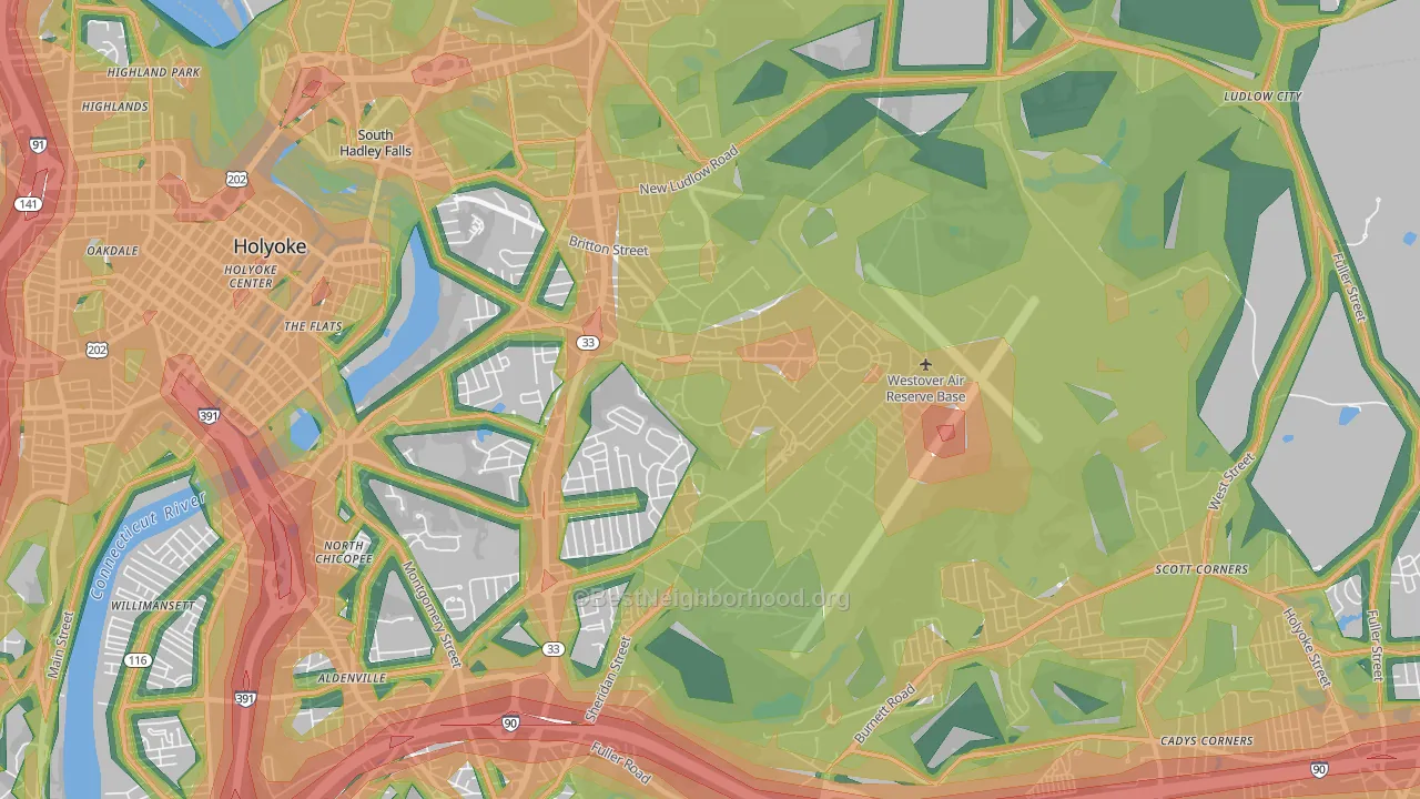 01022, MA Map of Noise Levels in 01022