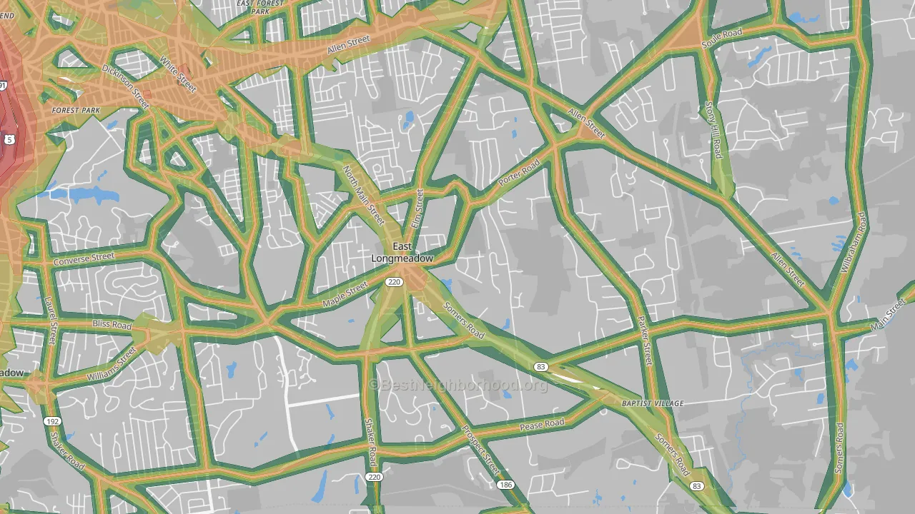 01028, MA Map of Noise Levels in 01028