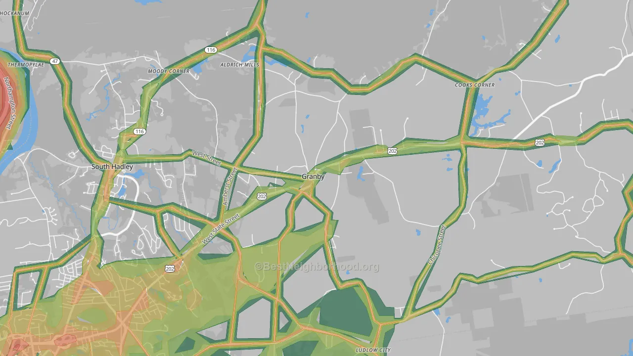 01033, MA Map of Noise Levels in 01033
