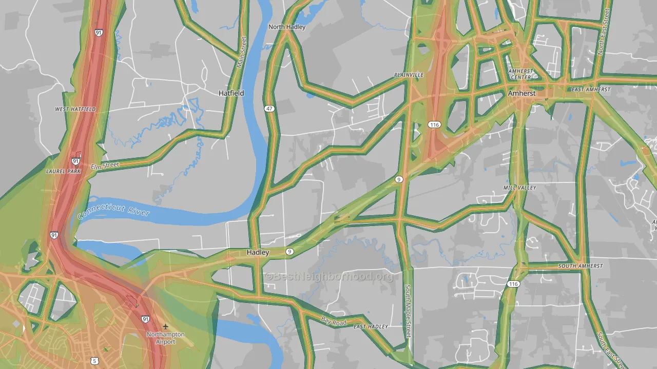 01035, MA Map of Noise Levels in 01035