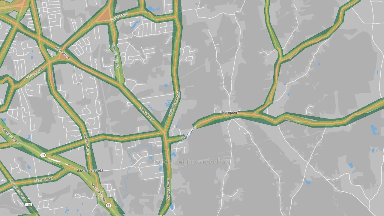 01036, MA Map of Noise Levels in 01036