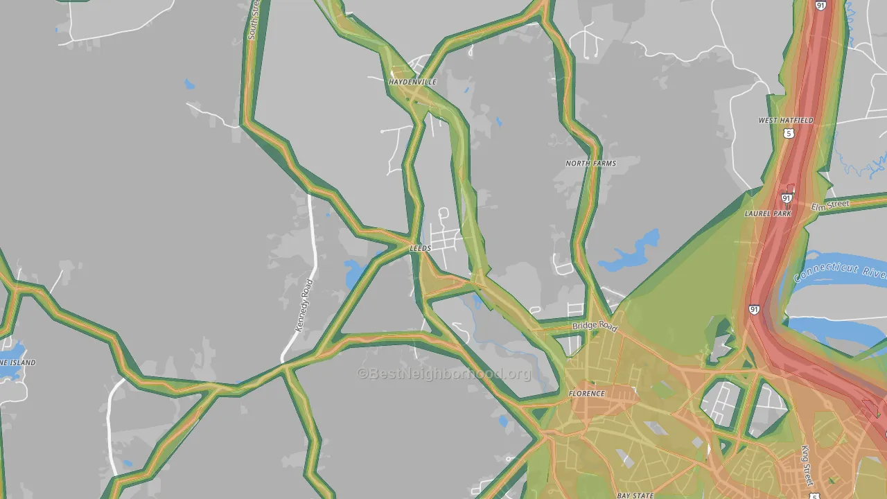 01053, MA Map of Noise Levels in 01053