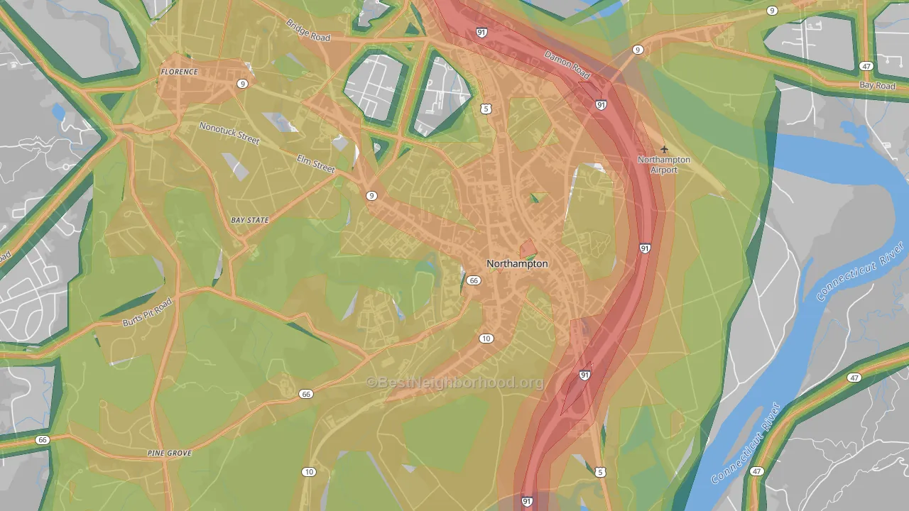 01063, MA Map of Noise Levels in 01063