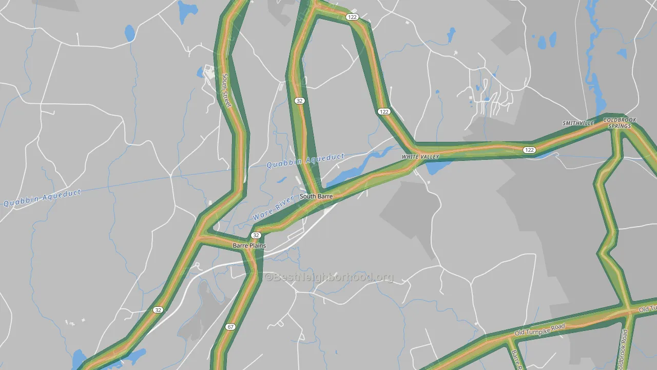 01074, MA Map of Noise Levels in 01074