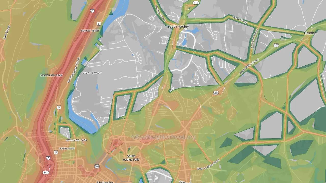 01075, MA Map of Noise Levels in 01075