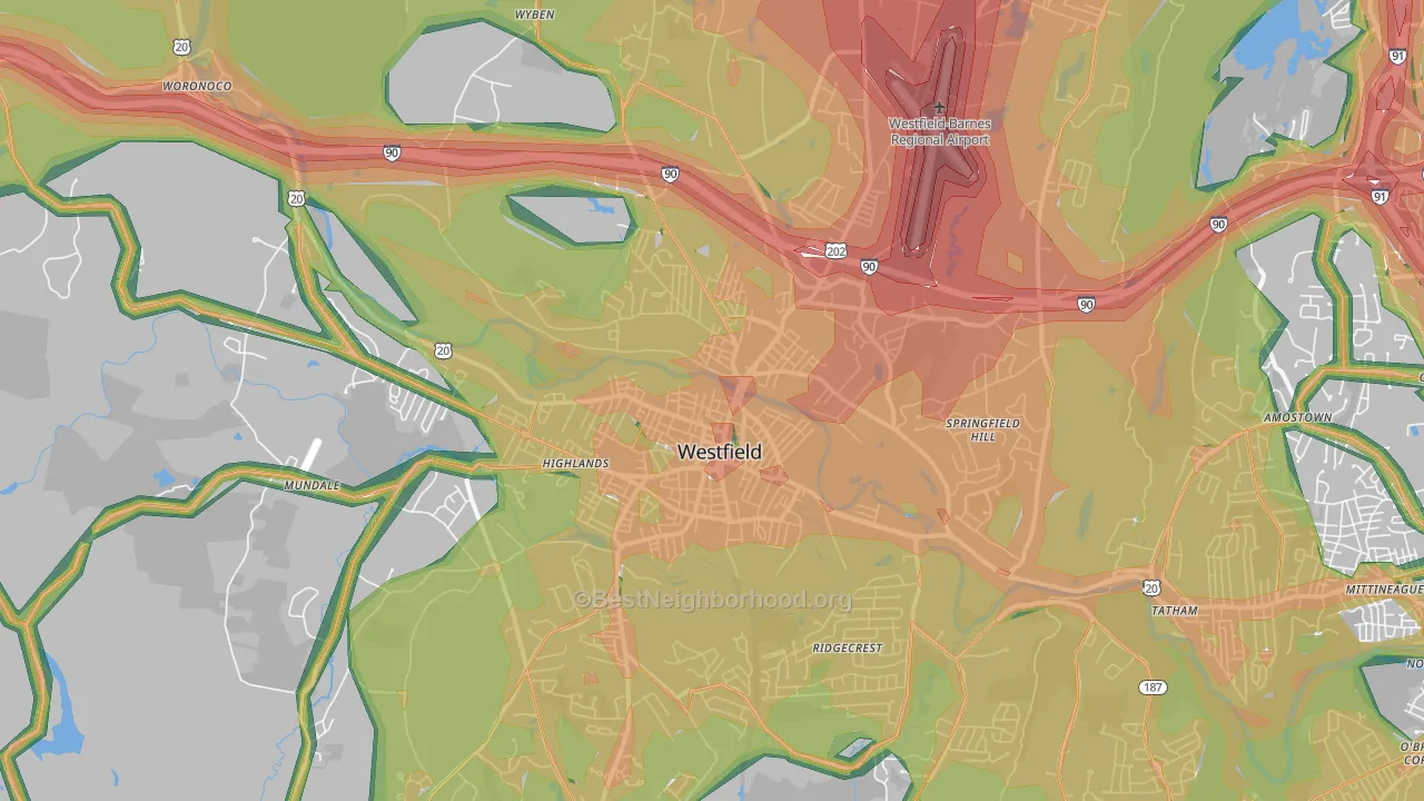 01085, MA Map of Noise Levels in 01085