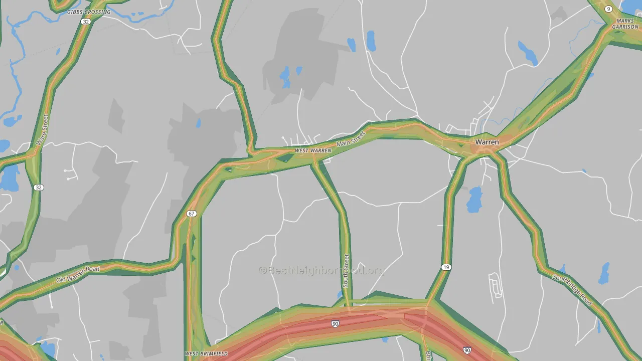 01092, MA Map of Noise Levels in 01092
